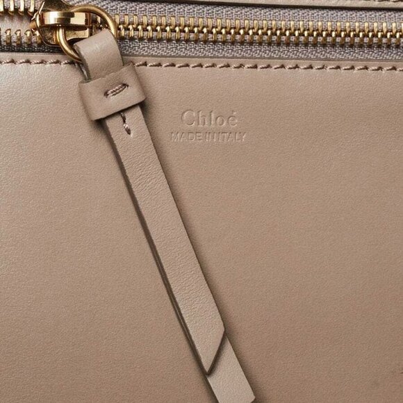 Chloe Motty Grey Leather Medium C Zipped Shopping Tote - Picture 8 of 12